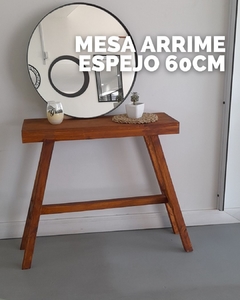 Mesa Recibidora Madera + Espejo Redondo Ø60cm