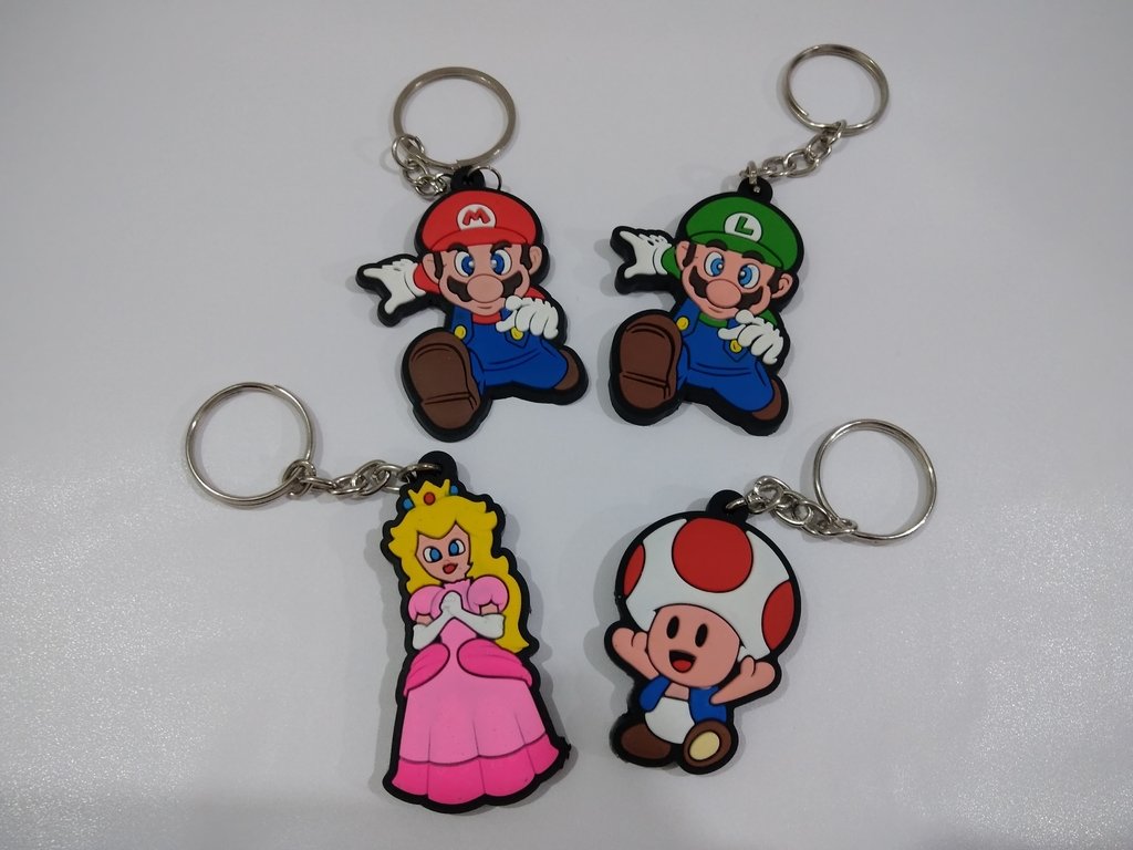 Chaveiro Super Mario Bros  Mario, Luigi, Princesa Peach, Bowser