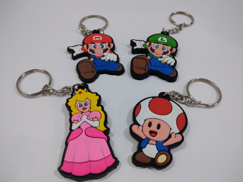 Chaveiro Super Mario Bros  Mario, Luigi, Princesa Peach, Bowser