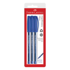Caneta Esferográfica Faber-Castell Trilux, 1.0 mm, Azul, com 3 unidades