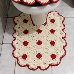 Conjunto para Banheiro em crochê Flor Vermelha - loja online