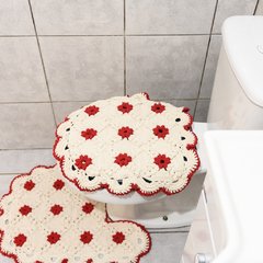 Imagem do Conjunto para Banheiro em crochê Flor Vermelha