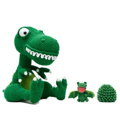 Duo Dinossauro T Rex e ovo com dragão em amigurumi