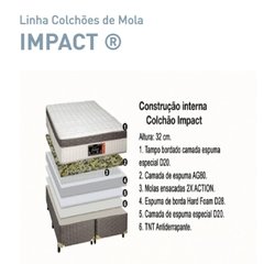 Conjunto Colchão King Impact com Box Universal Cinza Linhão 193x203x73cm