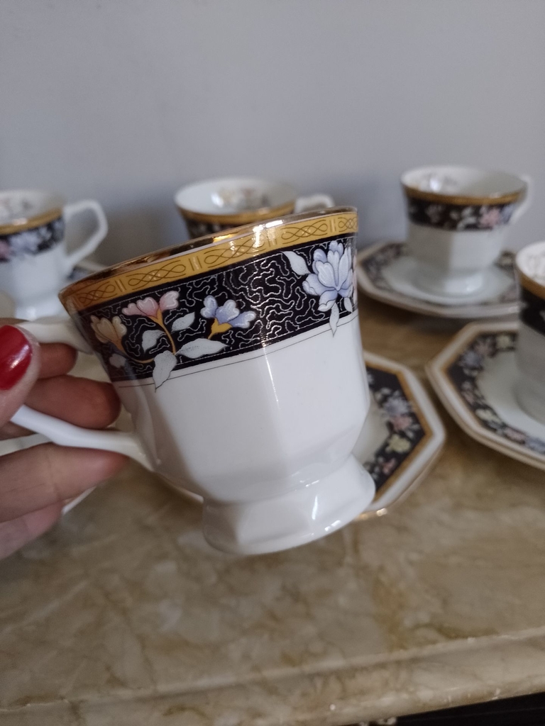 Jogo Jantar Chá E Café 42 Peças Eterna Porcelana Schmidt - Gold, jogo de  chá porcelana 