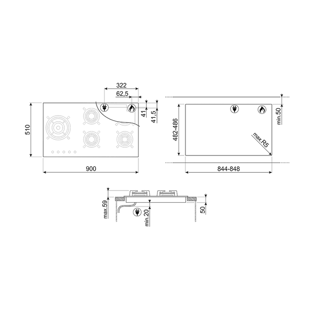 cooktop a gás semiprofissional linha dolce stil novo 5 queimadores