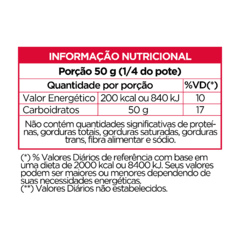 Pote de Frutose em pó Stevia Natus Tabela Nutricional