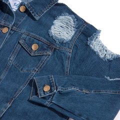 Maxi Campera de Jeans con rotura oscuro - azul - Tienda de Jeans