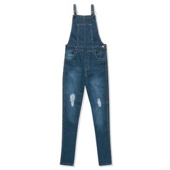 Jardinero LARGO jeans con rotura - azul en internet