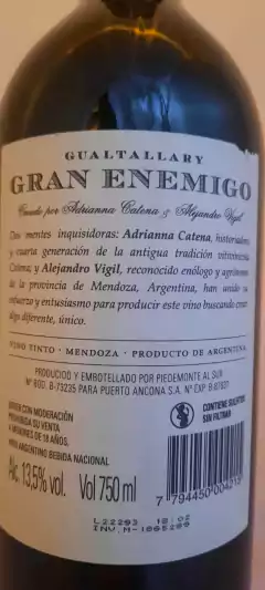 Gran Enemigo Cabernet Franc, Gualtallary 2018 - comprar online