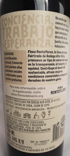 FINCA MONTEFLORES MALBEC (SIN SULFITOS AGREGADOS) - comprar online