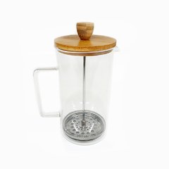 Cafetera Vidrio Tapa Bamboo Con Embolo 1000ml