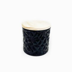Portavela Negro Tapa Madera Triangulos