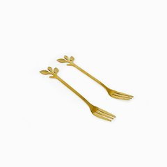 Set x2 Tenedorcito Hojas Oro