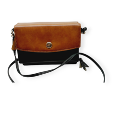 CARTERA CHICA SIMIL CUERO MARRON/VERDE