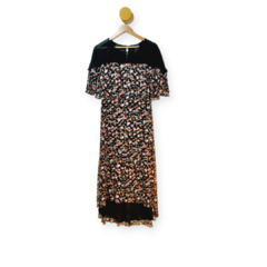 VESTIDO LARGO GASA NEGRO ESTAMPADO VITAMINA T.M