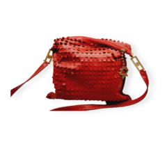 BANDOLERA ROJA CIERRE Y HEBILLAS DORADO