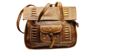 CARTERA SIMIL CUERO TRAMADO MARRON