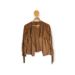 SACO GAMUZADO MARRON CON FLECOS