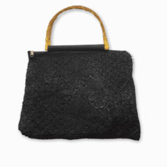 BOLSO NEGRO CON MANIJAS MADERA