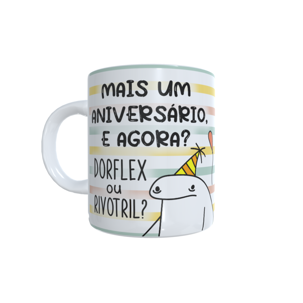 Caneca Flork Meme Aniversário Dorflex Ou Rivrotril