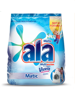 Jabón en polvo Ala Matic + Vivere 800 Grs.