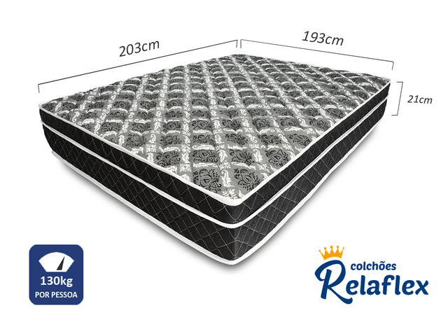 Cama Box King - Colchão Royal Black - King - 193x203x75cm - Mola Ensacada -  PillowTop - Visco - Relaflex