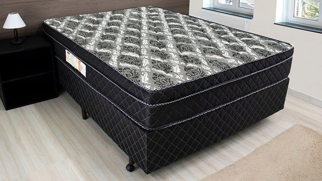 Cama Box King - Colchão Crown - Mola Ensacada - PillowTop - 193x203x67cm