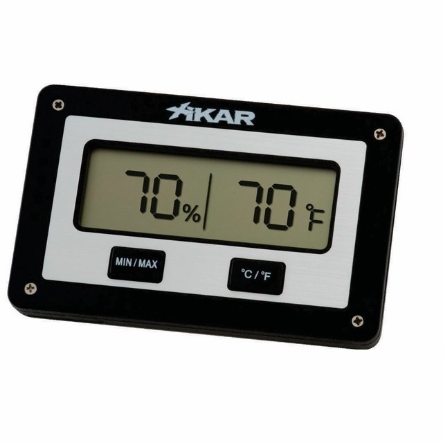 Higrômetro termômetro digital XIKAR Rectangular prata/preto