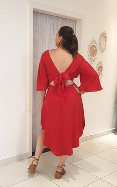 vestido vermelho decotado