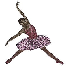 Bailrina de Mdf, mosaico reciclado, marrom e rosa.