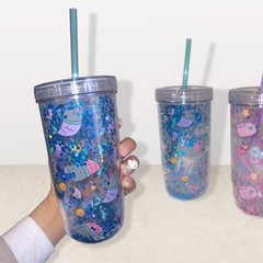 VASO C/GLITTER Y SORBETE - 2202042 - BAZAR DECO & NOVEDADES - Santa Fe >  Tienda online