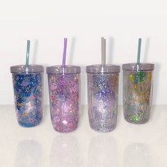 VASO C/GLITTER Y SORBETE - 2202042 - tienda online
