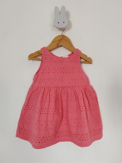 VESTIDO HYM - TALLE 4 A 6 MESES - BRODERIE COLOR CORAL