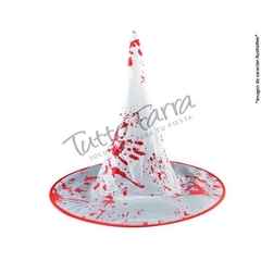 Gorro Bruja Blanco Con Sangre X1 Ak-494-1