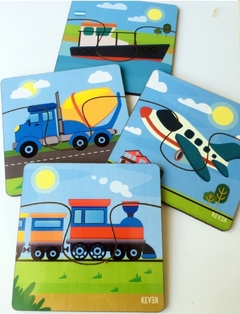 PUZZLE DIDÁCTICO X 4: TRANSPORTES de 2 O 4 PIEZAS - comprar online