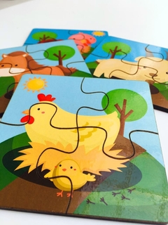 PUZZLE DIDÁCTICO X 4: LA GRANJA de 2 O 4 PIEZAS - lero lero candelero