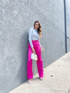 CALÇA JEANS SARJA WIDE LEG PINK - comprar online