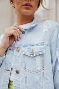JAQUETA JEANS FEMININA OVER MALU - comprar online