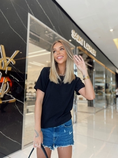 T-SHIRT ESTONADA LISA PRETO