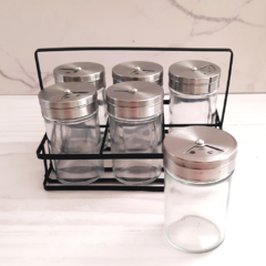 SET DE 6 ESPECIEROS EN RACK DE METAL NEGRO - tienda online