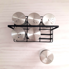 SET DE 6 ESPECIEROS EN RACK DE METAL NEGRO - MAGI Home & Deco