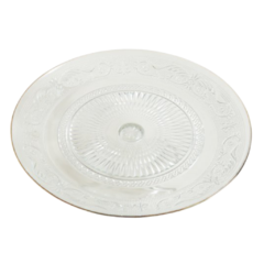 Pie de torta de vidrio labrado con borde dorado (29cm) - comprar online