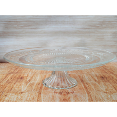 Pie de torta de vidrio labrado (33cm) - comprar online