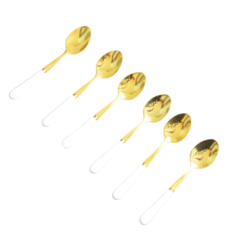 Set de 6 cucharas de acero dorado con mango de cerámica - comprar online