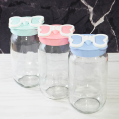 SET DE 3 FRASCOS DE VIDRIO CON TAPA MARIPOSA