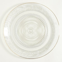 PLATO DE VIDRIO LABRADO BORDE DORADO REDONDO 29CM