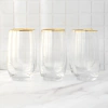 Set de 6 vasos bombé altos con borde dorado