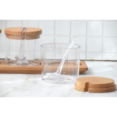 Set de 4 especieros/recipientes de acrilico c/ tapa y base de madera - comprar online
