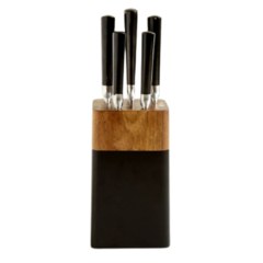Set de 5 cuchillos de acero con taco de madera - comprar online